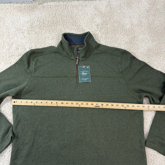 GH Bass & Co Sweater Mens XL Green 1/4 Zip Shirt Fleece Lined Textured NWT - Picture 7 of 13